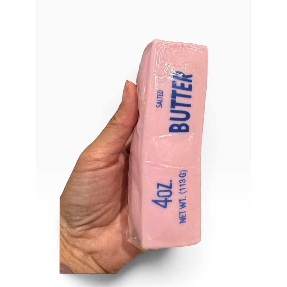 Pink Salted Butter Squishy Toy 4oz Fidget Stress Relief Crunchy Texture